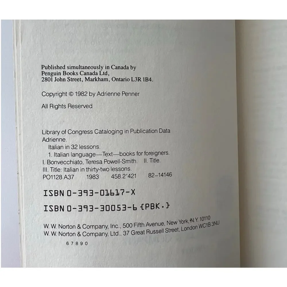 The Gimmick Series: Italian in 32 Lessons by Adrienne 1982 PB Good Condition